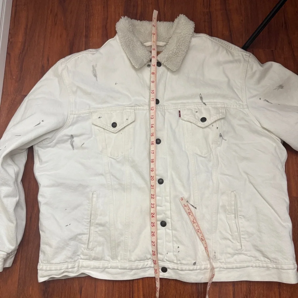 Levis Sherpa Vintage Denim Jacket Distressed Size XXL